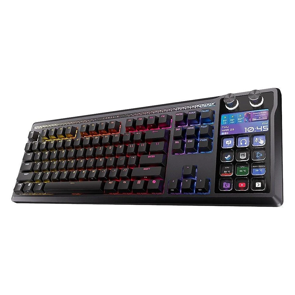 Teclado Mecânico Gamer Corsair Galleon 100 SD, Tela Stream Deck, RGB, Switch Corsair MLX Pulse, Preto - CH-912A31I-NA