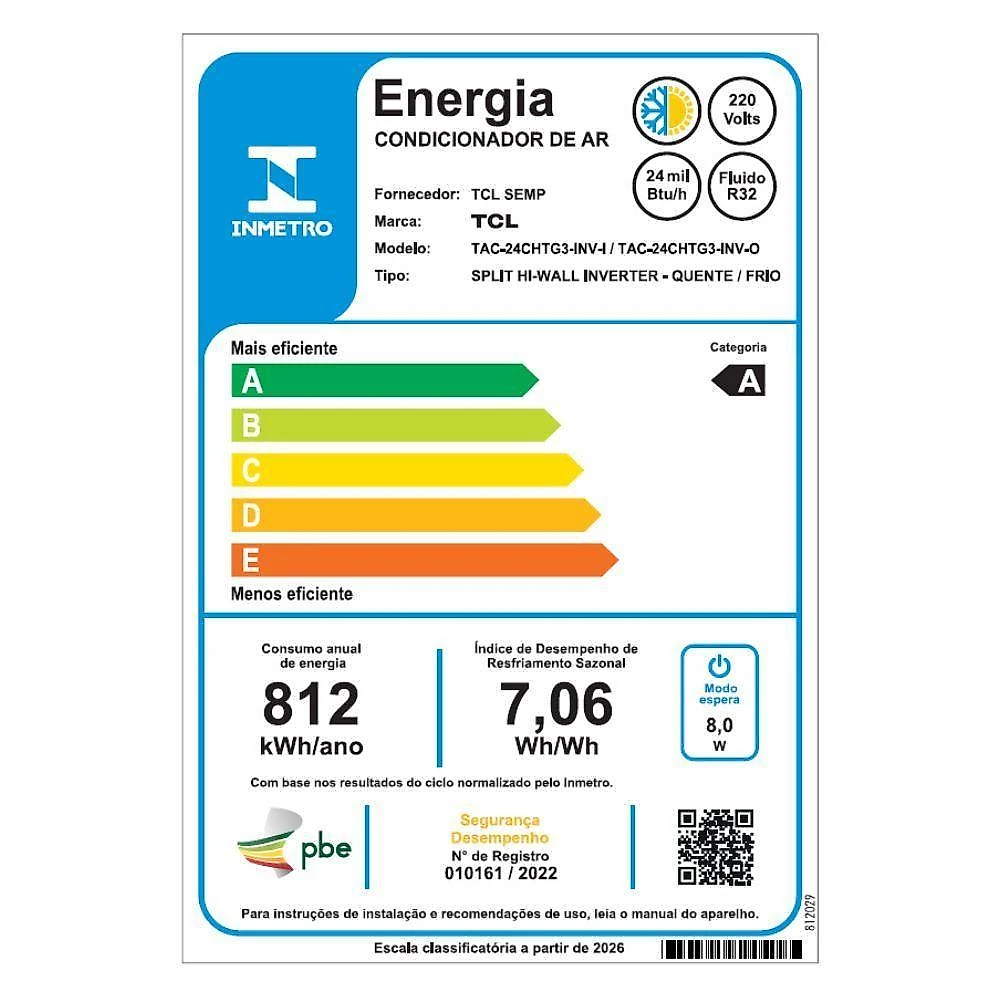 Ar condicionado split inverter tcl breezein ai 24000 btus quente e frio 220v tac-24chtg3-inv