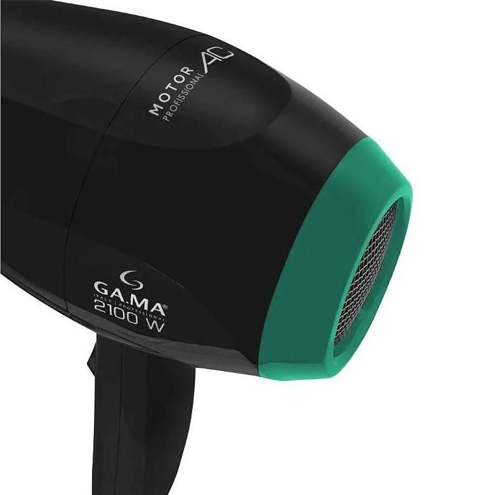Secador Babosa Ceramic Ion 2100W Iônico 6 Temperaturas Preto e Verde Ga.Ma Italy 110V