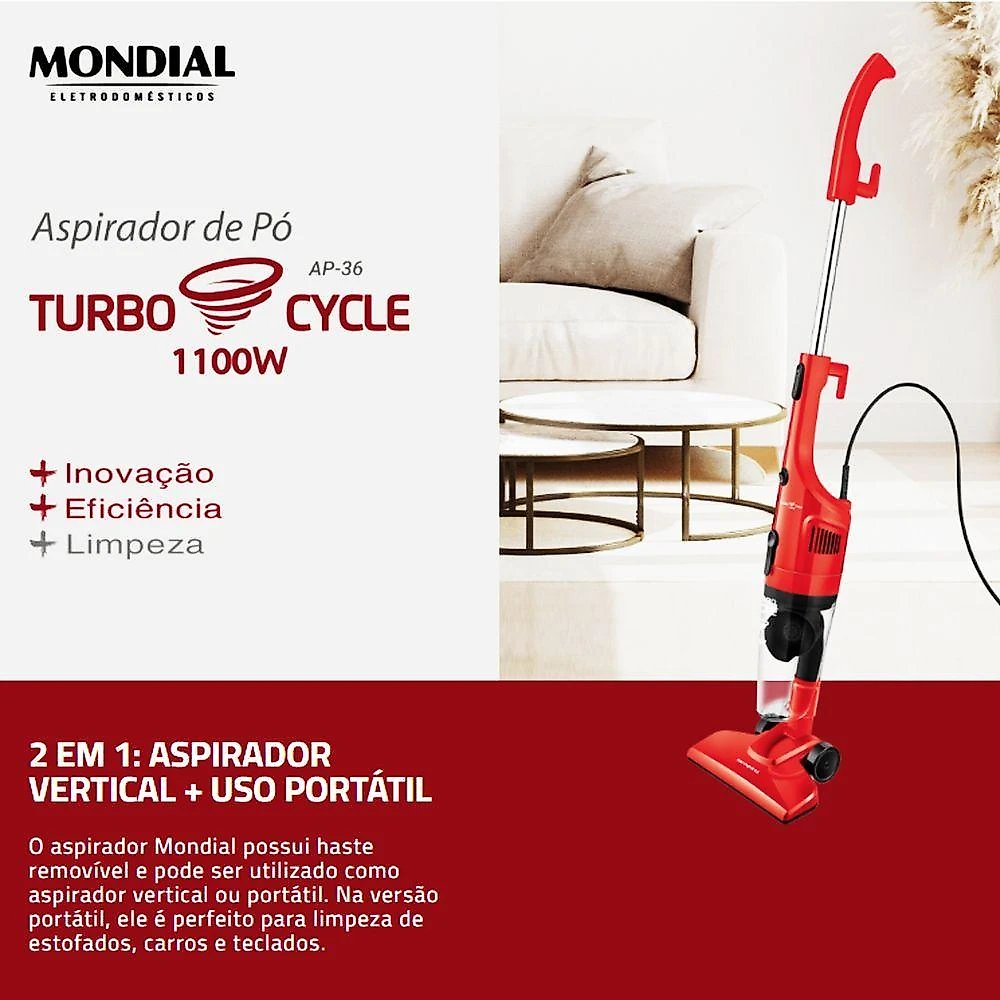 Aspirador De Pó Vertical Mondial Turbo Cycle AP36 1100W 110V