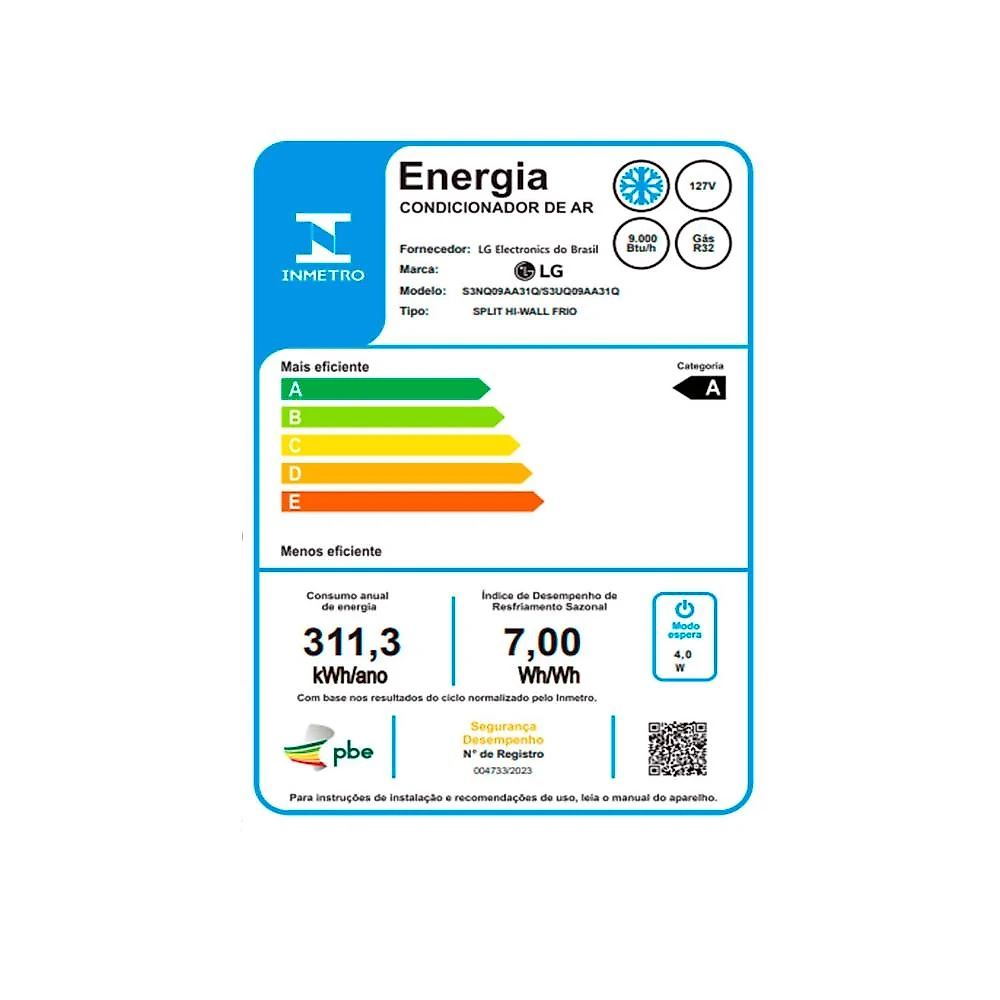 Ar-Condicionado Split Inverter 9000 BTUs LG Dual Inverter Voice Só Frio S3-Q09AA31Q 110V