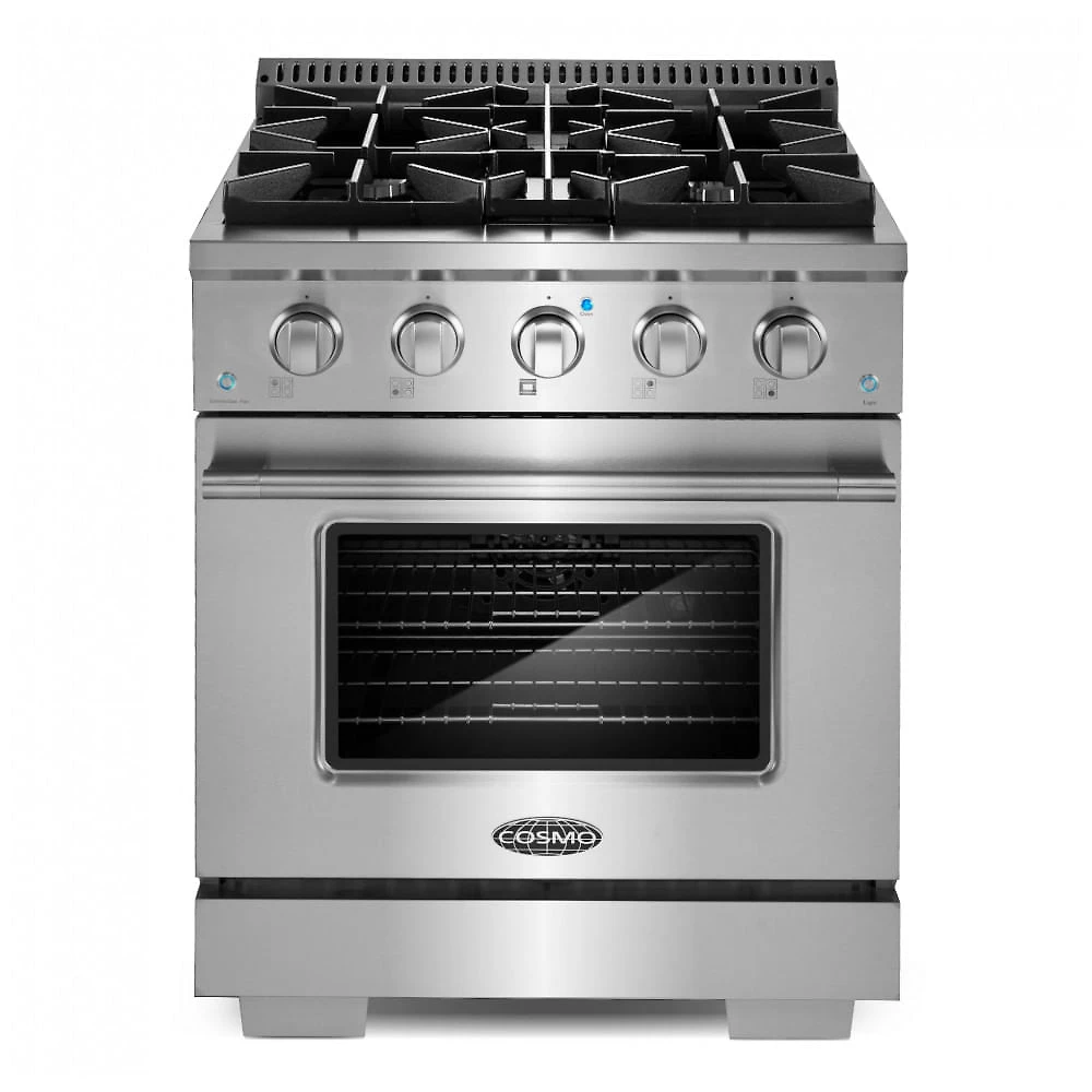 Fogão 4 bocas 76cm Cosmo inox Vista forno a gás 99L convecção 110V