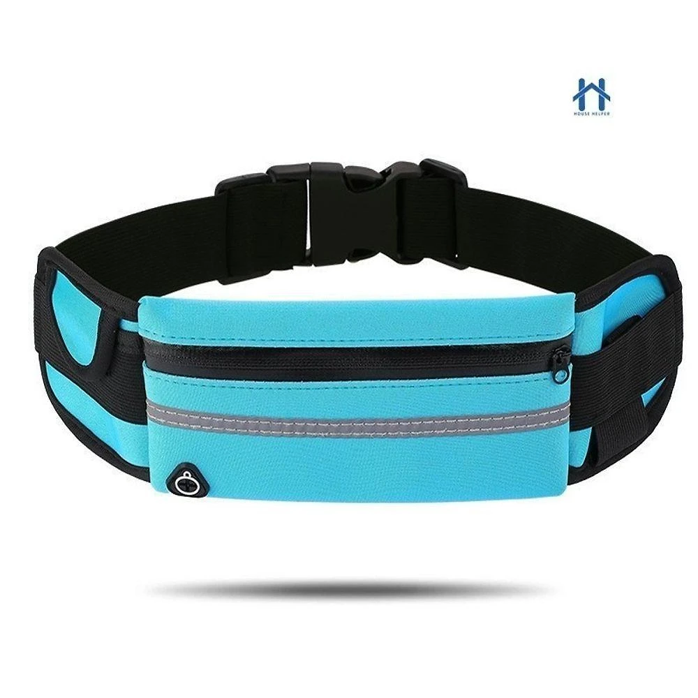 Bolsa Pochete Esportiva Unissex Impermeável com Faixa Refletiva Azul OEM