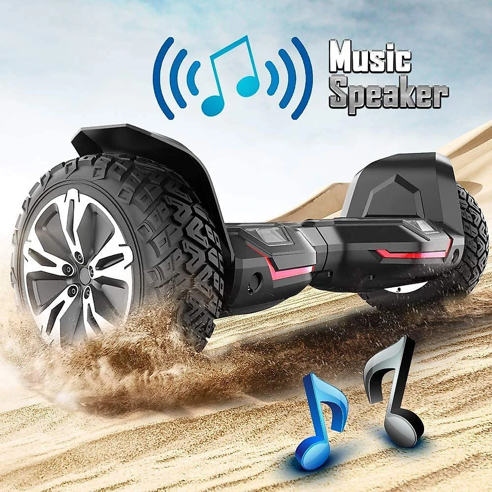 Gyroor Hoverboard 21 cm Off Road com Alto Falante Bluetooth Luz LED 220V Preto