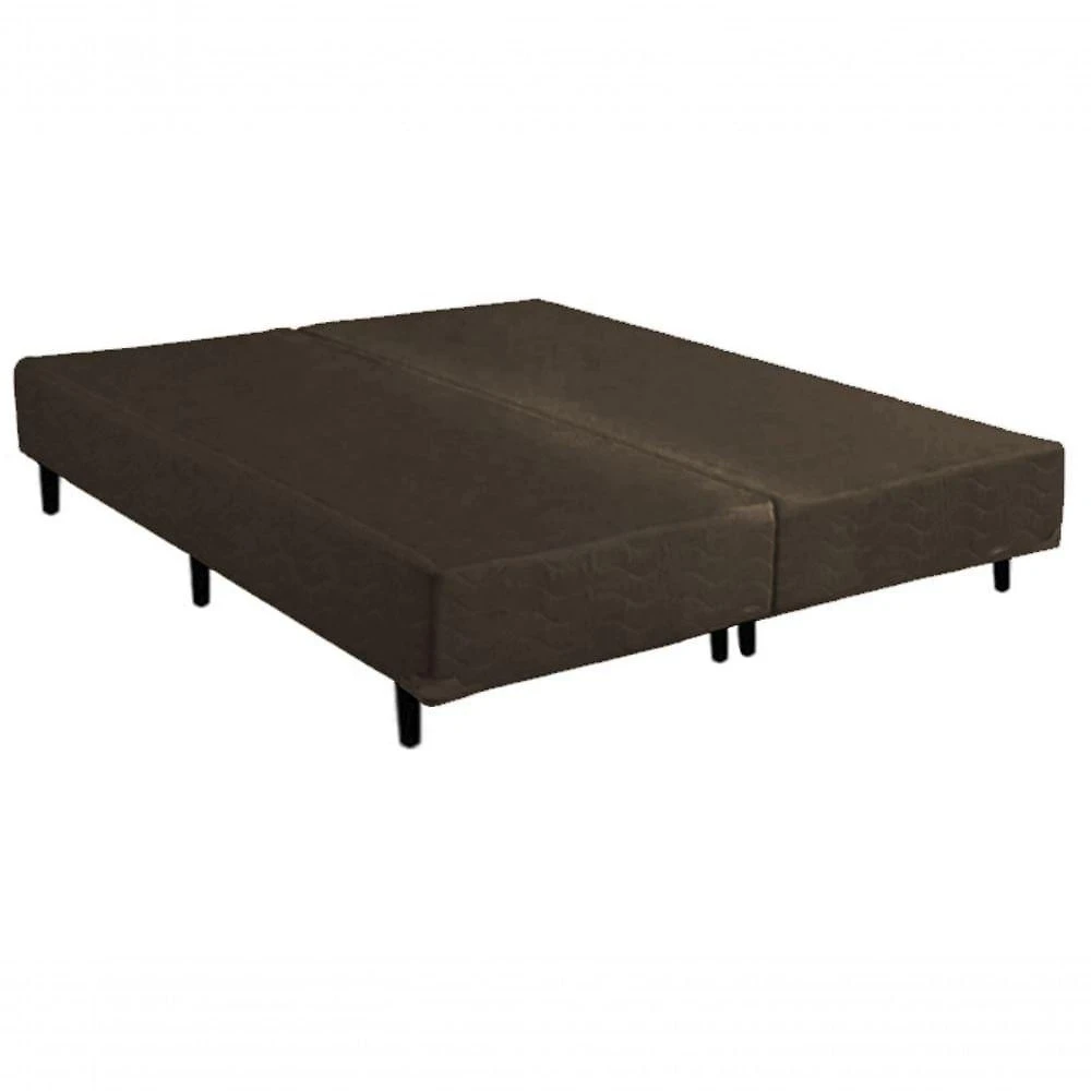 Base Box Casal Bipartido Marrom 138x188 Suede