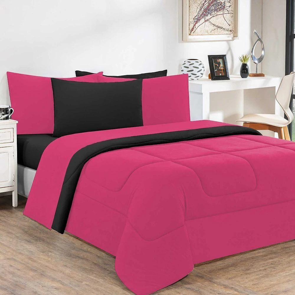 Edredom Malha 100% Algodão Gran Moratta 1 Peça King - Pink -preto