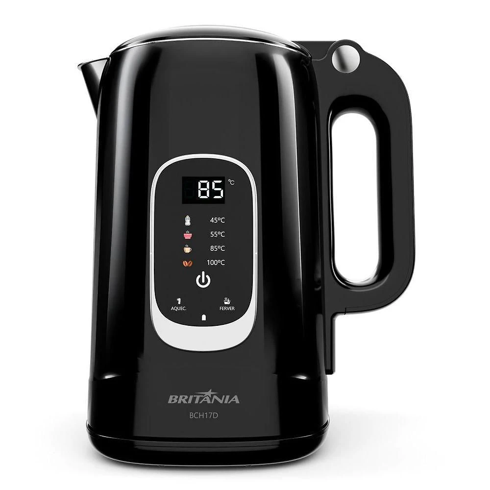 Chaleira Elétrica Britânia BCH17D 1250W 1,7L Aço Inox Preto Painel Touch 110V