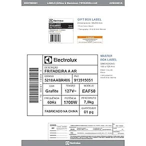 Fritadeira Elétrica Sem Óleo Air Fryer Electrolux Family Efficient EAF50 5L – Grafite + Cafeteira Elétrica Efficiente ECM10 15 Xícaras - Preta 110V