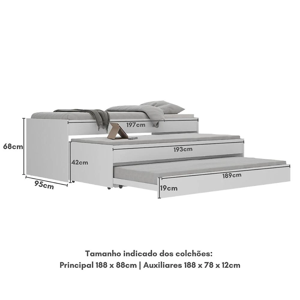 Tricama para Colchão 88x188cm Marshmallow Multimóveis BB0739 Branco