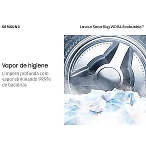 Lava e Seca Samsung 11kg WD11A 3 em 1 Ecobubble Inverter Inox Look 110V