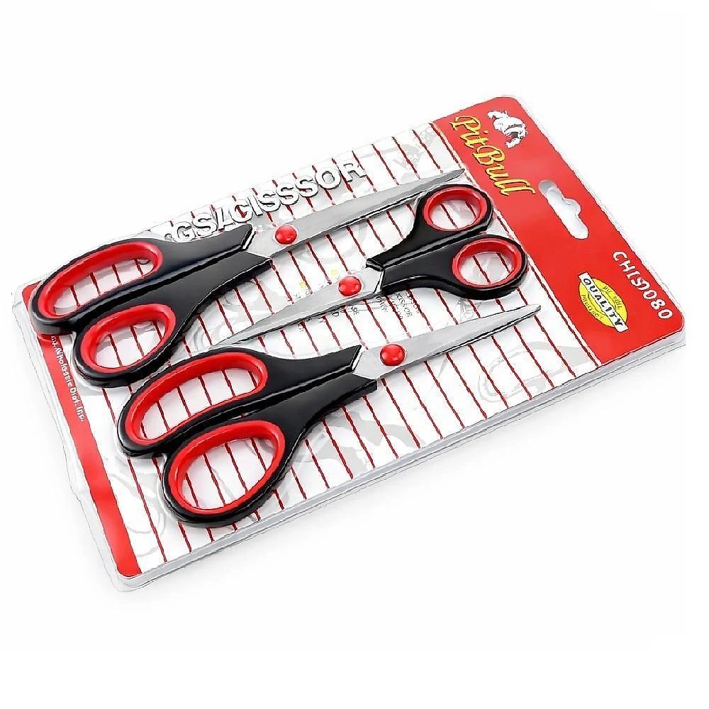 Kit de Tesouras Multiuso Utibom Aço Inoxidável Cabo Ergonômico 3 Unidades Pequena Média e Grande