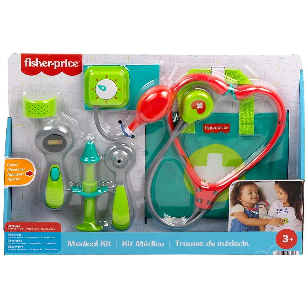 Kit Médico Fisher-Price 7 Peças para Fantasia e Roleplay 3+ Anos