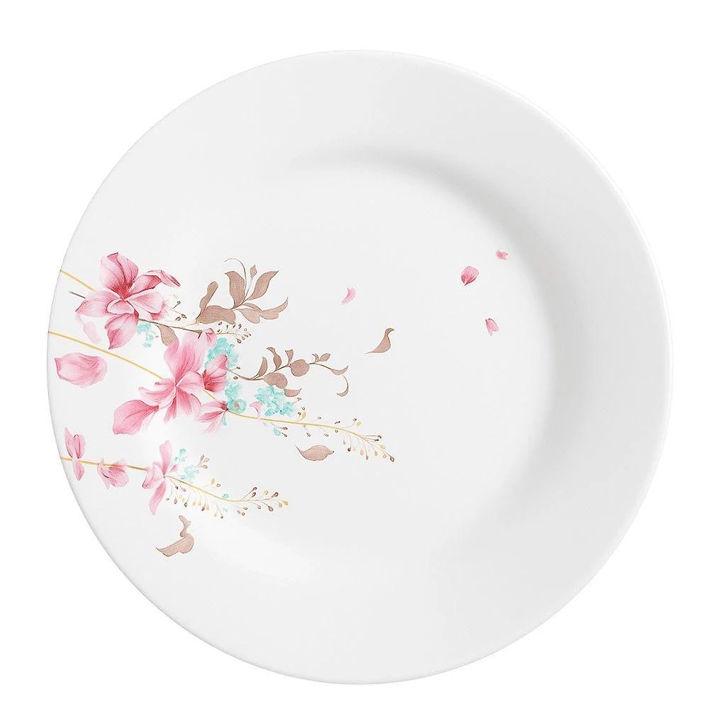 Prato Raso De Vidro Branco Flowers Bord 25,5cm Em Casa Tem