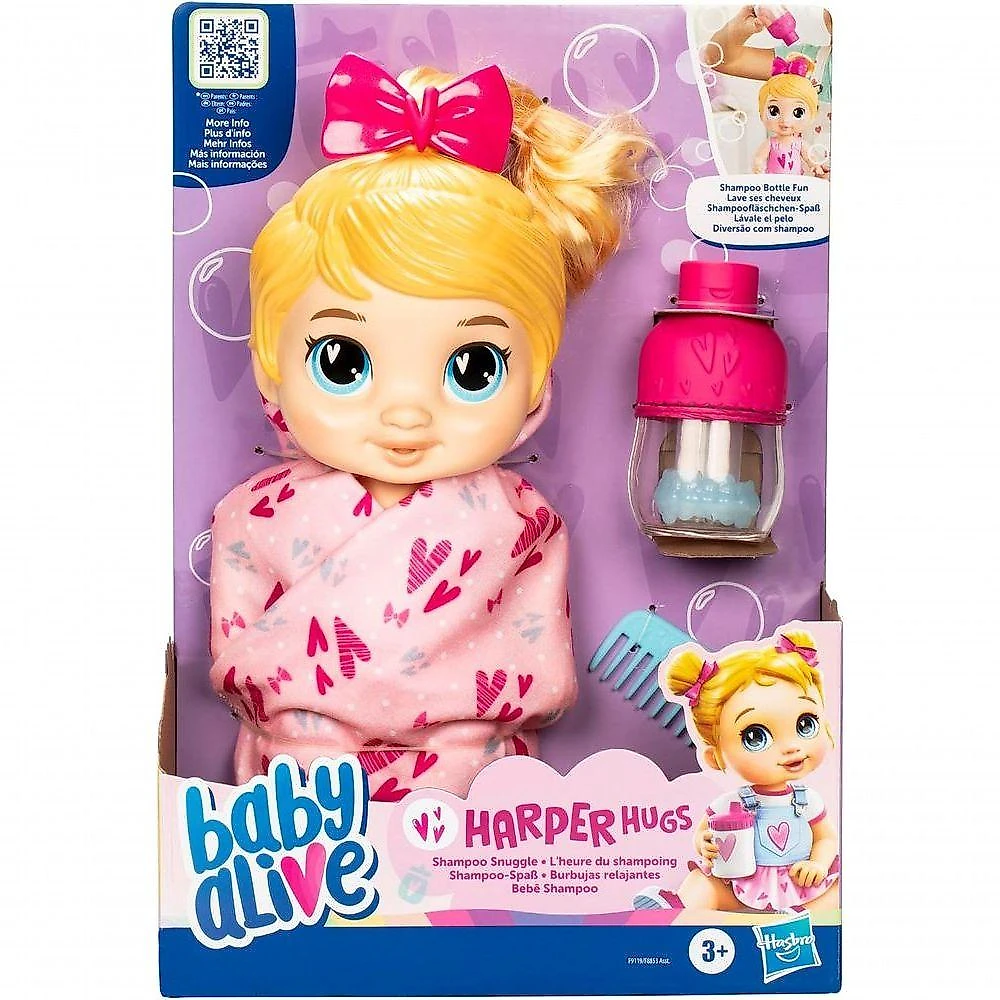 Boneca Baby Alive Harper Hugs Pronta para o Banho Cabelos Loiros 28CM