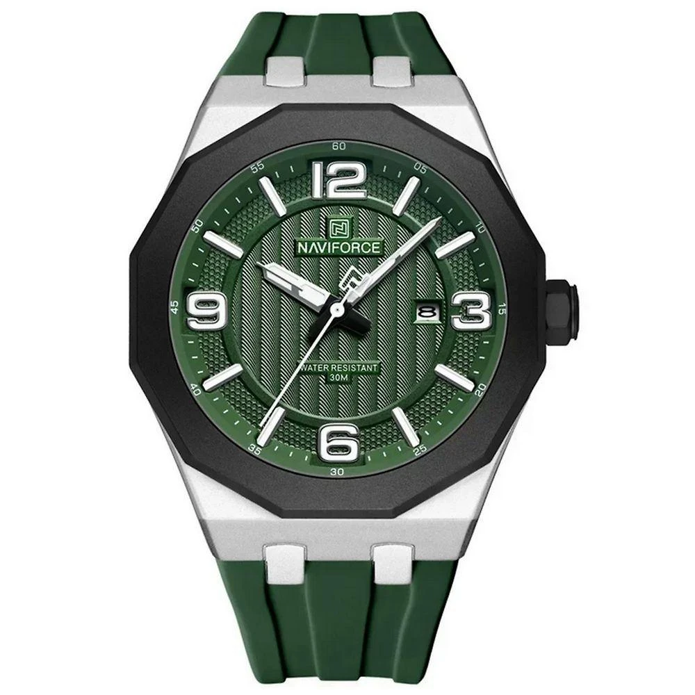 Relógio Para Homem Pulseira De Silicone 3atm Resistente à água Data Automática Verde