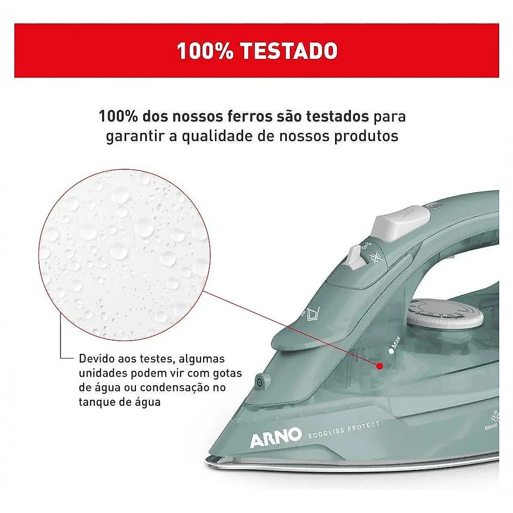 Ferro a Vapor Arno Ecogliss Protect Fecp com Base Cerâmica 110V