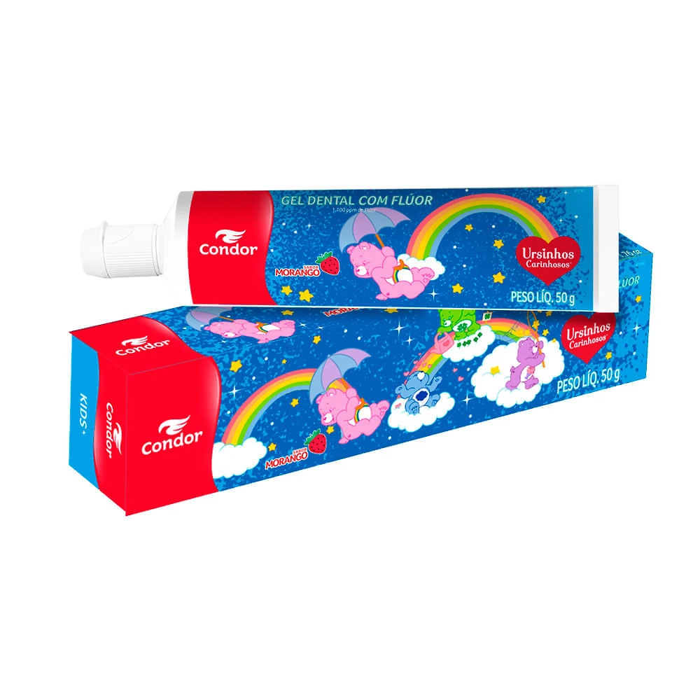 Gel Dental Infantil Condor com Flúor Ursinhos Carinhosos Sabor Morango 50G