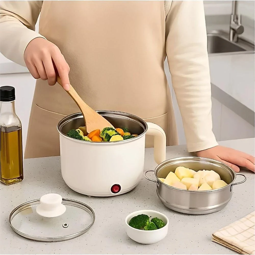 Panela Elétrica Multiuso Fred Store Panela Elétrica Multiuso 1.8L 600W Cozinha Vapor 110V