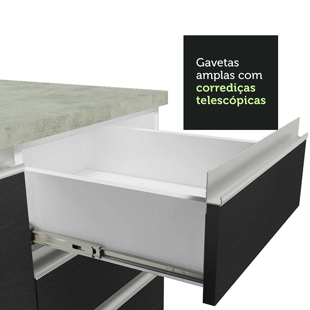 Armário de cozinha completa 260cm branco/preto glamy madesa 04