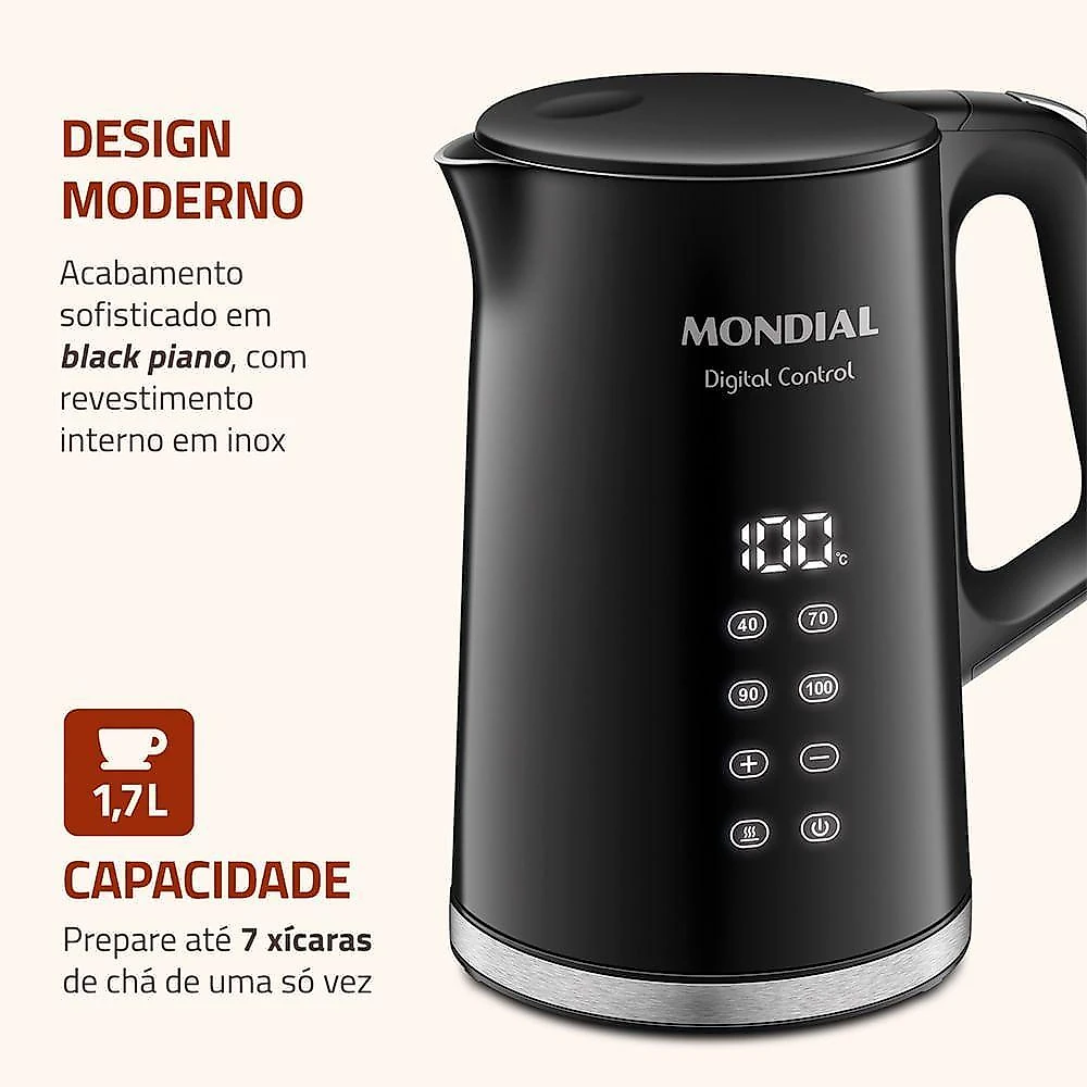 Chaleira Elétrica Mondial CE-18-DP 1,7L Preto
