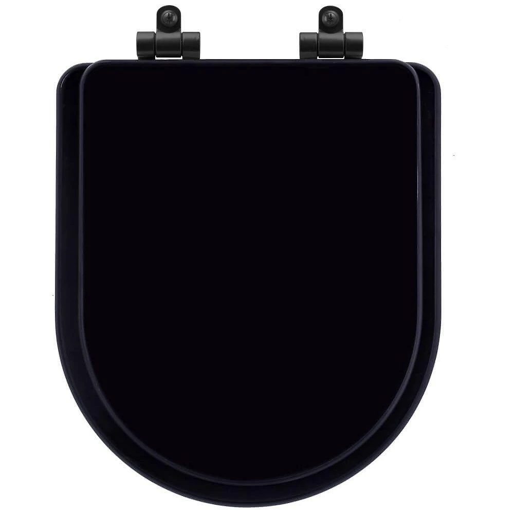 Assento Sanitário Poliéster Soft Close Carrara Preto Para Vaso Deca Com Ferragem Preta