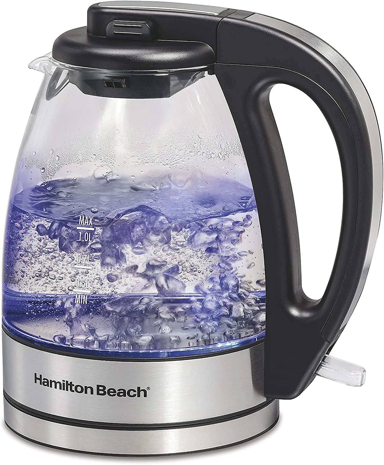Chaleira Elétrica Hamilton Beach 40930, 1L, Aço Inoxidável/Vidro, Prata/Transparente 110V