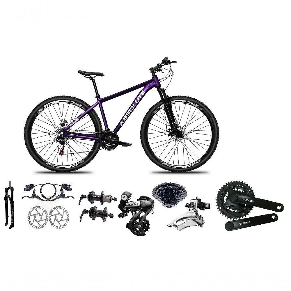 Bicicleta Aro 29 Absolute Nero 5 Shimano Altus 24v Freios Hidráulicos Garfo Com Trava Roxo Tam 15