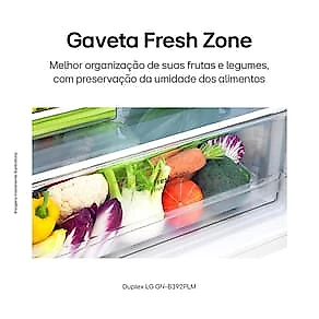Geladeira LG Frost Free Duplex com Gaveta Fresh Zone e Multi Air Flow Inox Look - 395L 110V