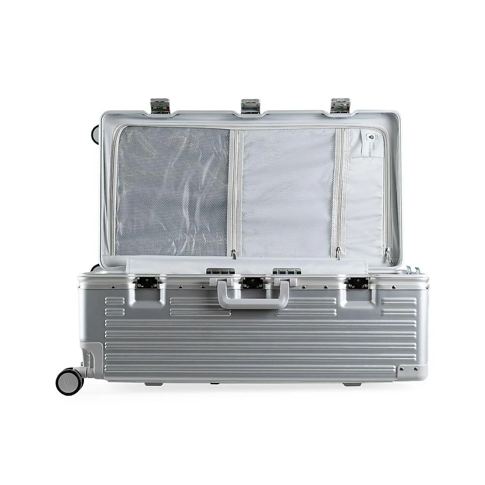 Mala de viagem grande ultra ampla policarbonato 4 rodas kyoto trunk prata gg