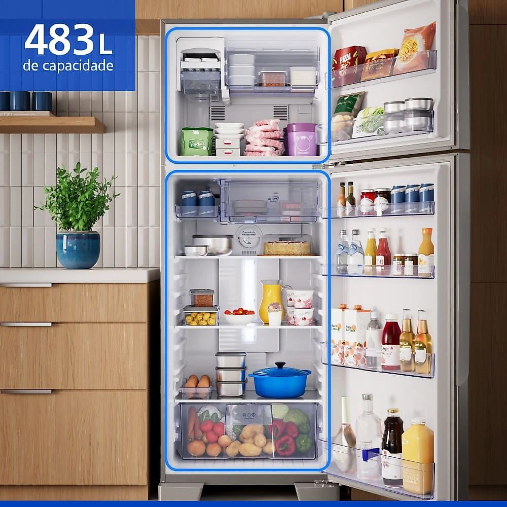 Geladeira Panasonic Duplex Frost Free 483L A+++ Aço Escovado - NR-BT71PV5X 110v