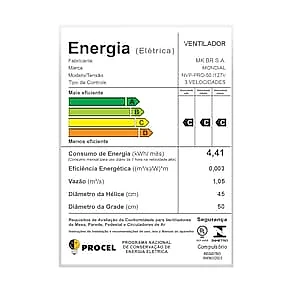 Ventilador de Parede 50cm Mondial Turbo Pro NVP com 5 Pás, 3 Velocidades - Preto 110V