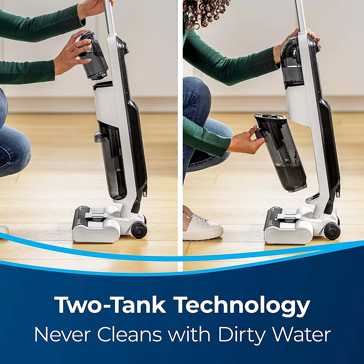 BISSELL TurboClean Aspirador de Pó sem Fio com Fórmula D esinfetante e Ciclo de Autolimpeza 110V Branco