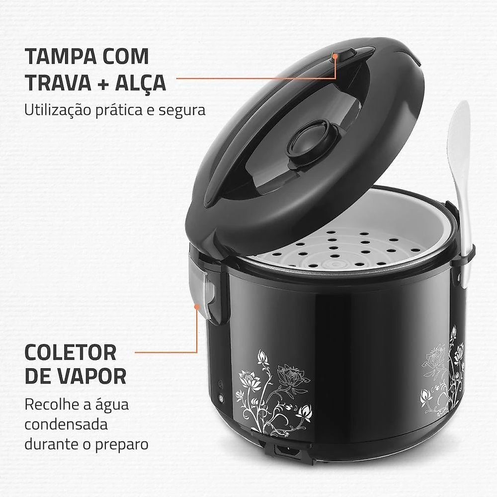 Panela Elétrica de Arroz PE-44-10X 10 Xícaras 700W com Cesto Cozi Vapor Colher e Copo 110V