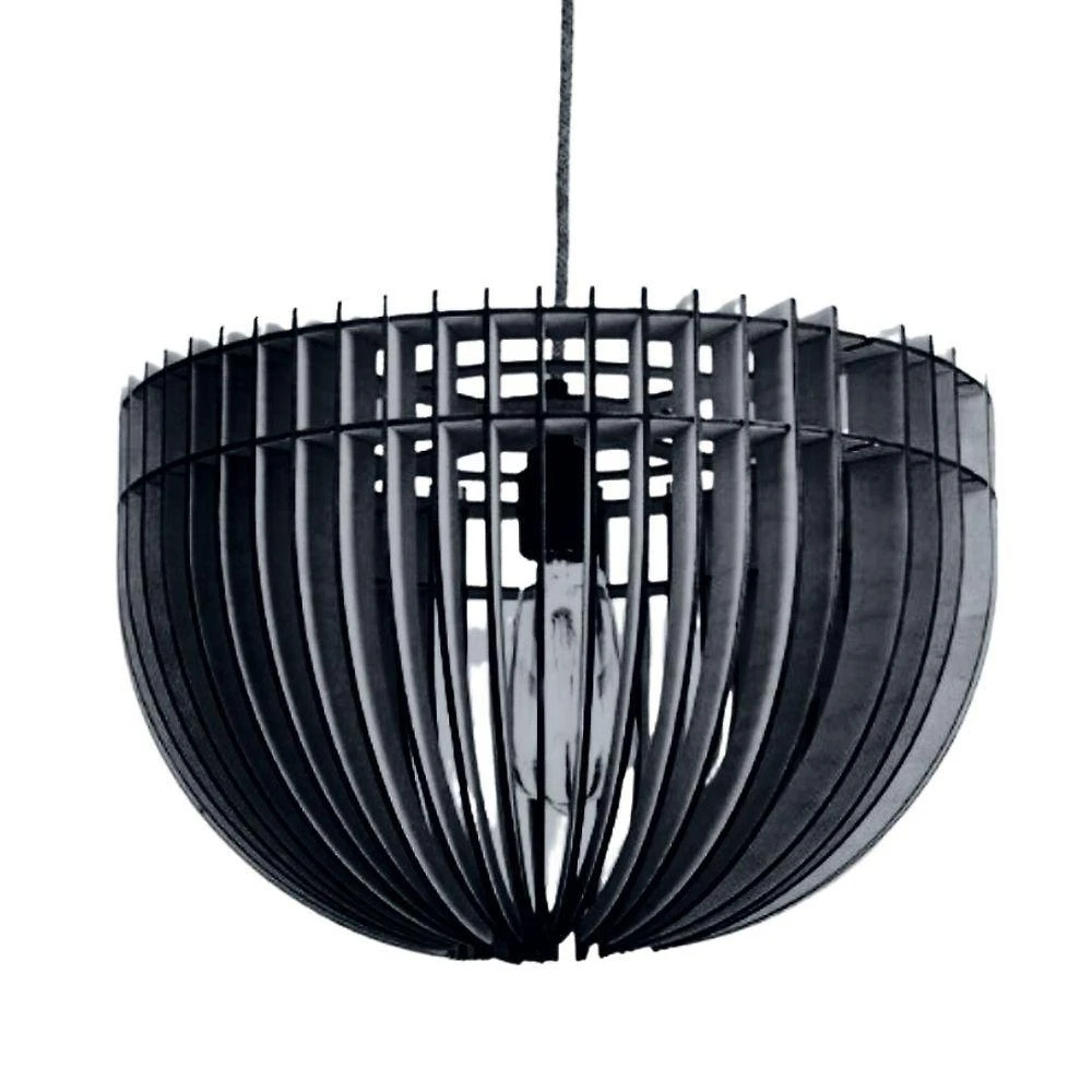 Luminária de Teto Pendente Plutão em MDF Bivolt 110V 220V Preta Lenobre