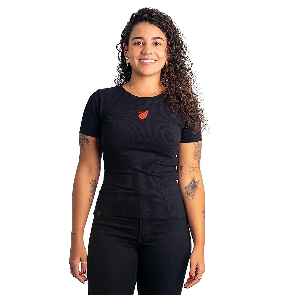 Camiseta Feminina Canelada Athletico Preta