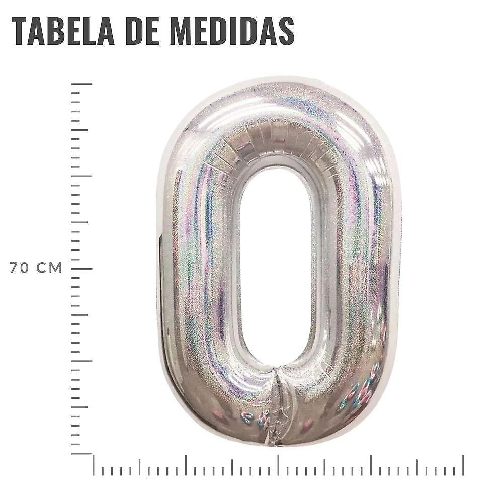 Balão Metalizado Número Prata Nacarado - 70cm Modelo 7