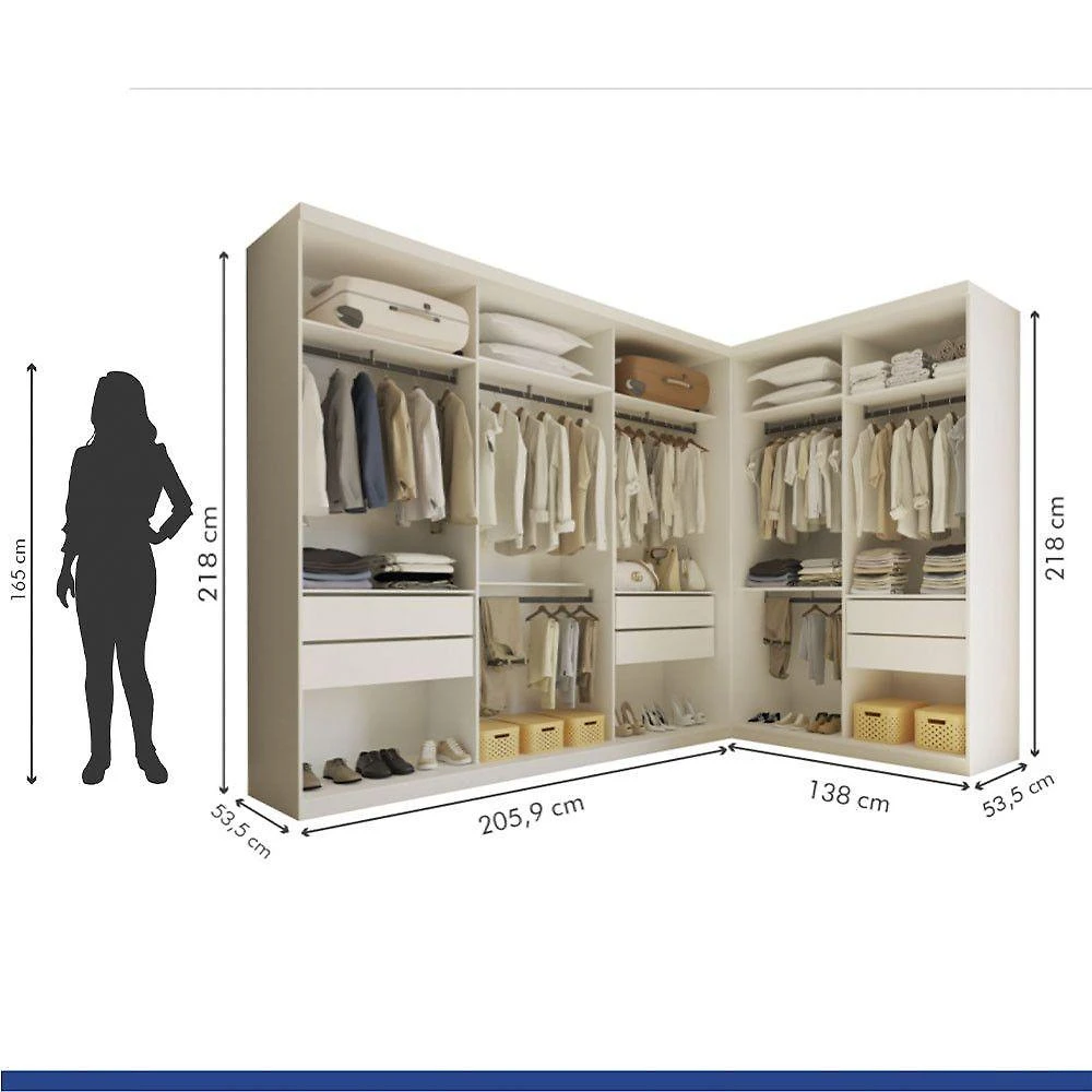 Miniatura Closet Casal França Sem Portas 2 Módulos 6 Gavetas Minastex Branco