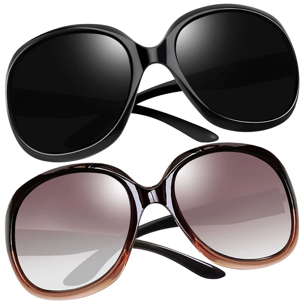 Óculos de Sol Feminino Polarizados com Proteção UV, Joopin D08, 2 Unidades, Preto e Marrom Gradiente