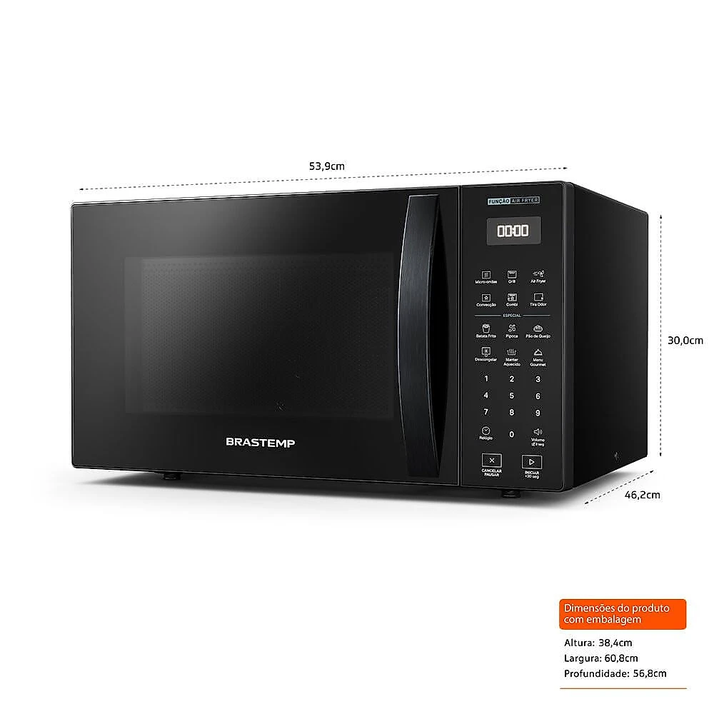 Micro-Ondas Brastemp com Tecnologia Air Fryer Preto 29 Litros - BMC29AE Preto - 110V