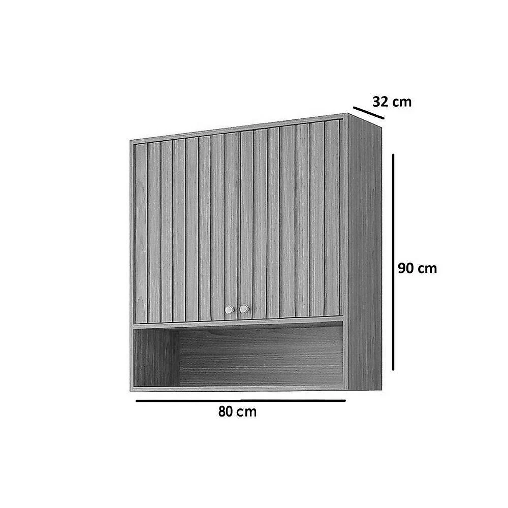 Cozinha Modulada Divina 6 Portas 2 Gavetas MDF 120CM Cinamomo e Titanium MGM