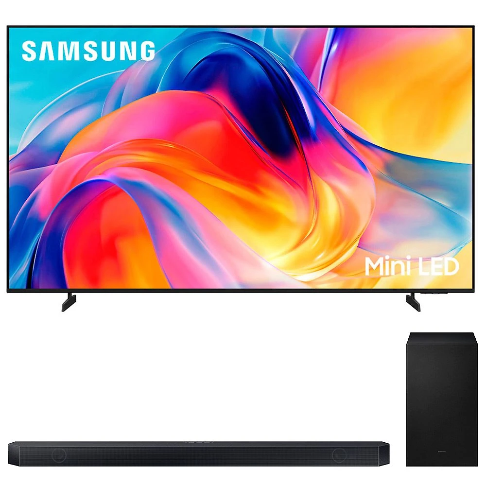 Smart TV Samsung 75" 4K MiniLED M75H + Soundbar Samsung Série Q com 3.1.2 canais HW-Q600H