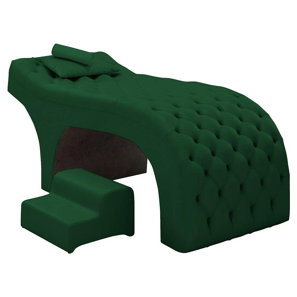 Maca Salão De Beleza E Puff 190X70Cm Suede Verde