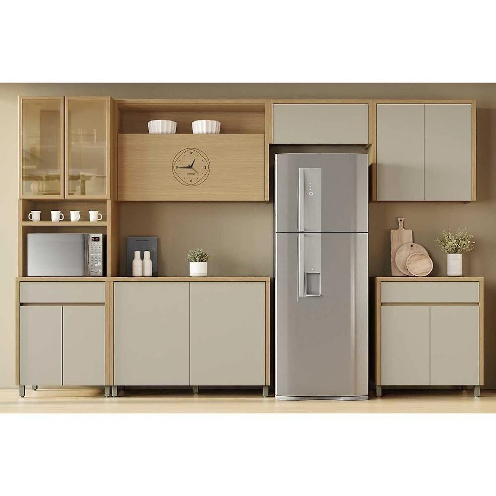 Cozinha Modulada Nesher Condessa Condessa 6 Peças (3aéreos+2balcões+1paneleiro) C6p93 Carvalho-cinza - Nesher