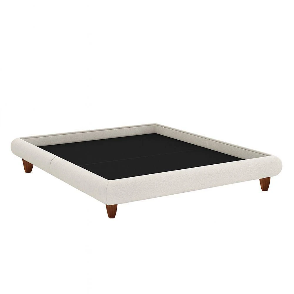 Cama Casal Japonesa Haru com Pés de Madeira Bouclé Off White Sallar Home
