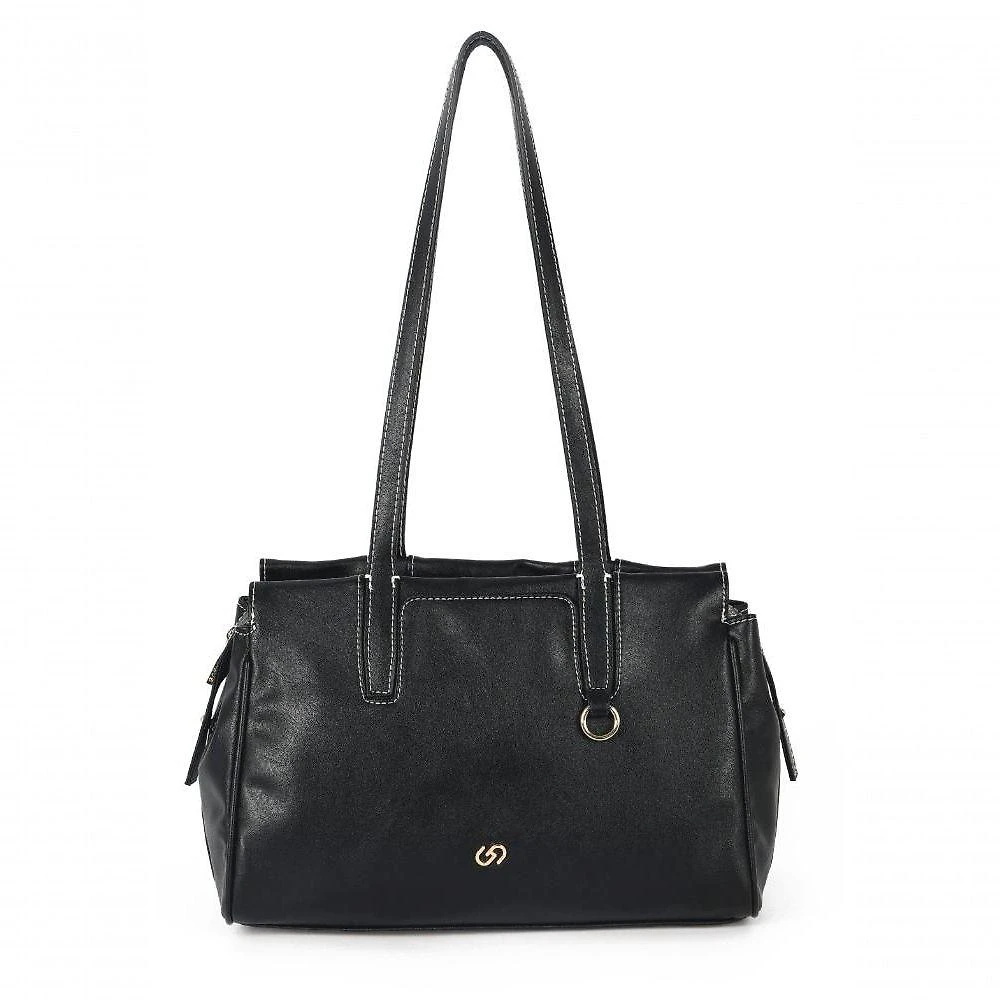 Bolsa Baú Feminina Luxcel BS73002GA em Pu Preto com Bolso Antifurto Feminino