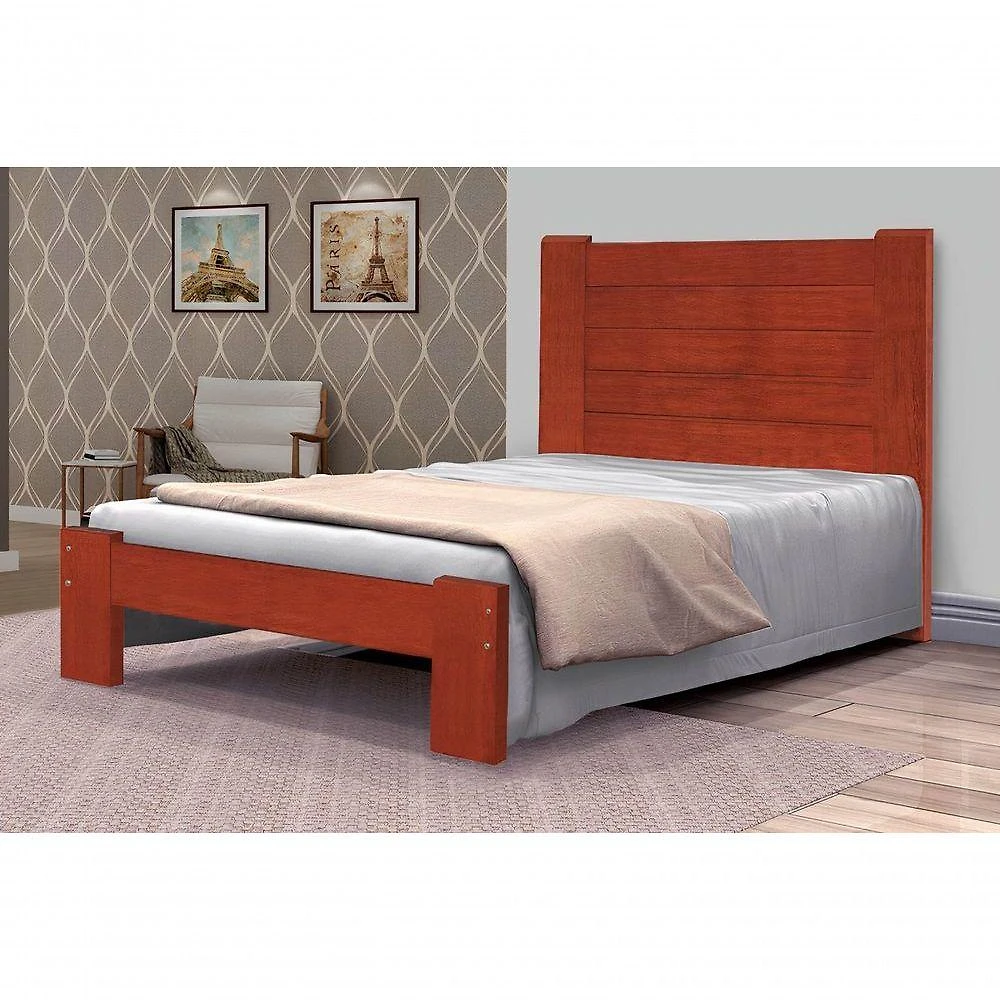 Cama Solteirão Dubai Angelim Pedra/Tauari Mel