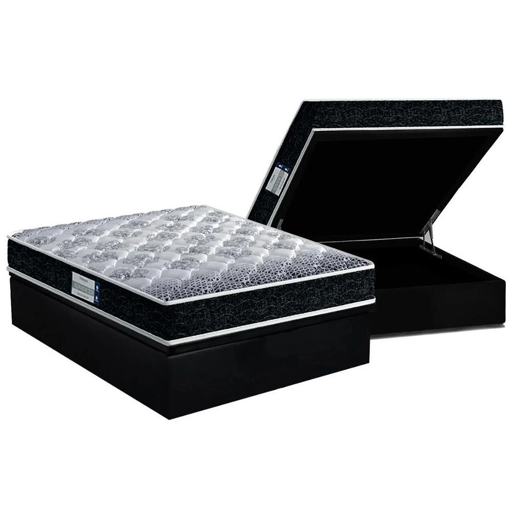 Cama Box Baú Casal: Colchão Espuma D33 Probel /Eppedic Prodormir Tech1500 + Base Black(138X188)
