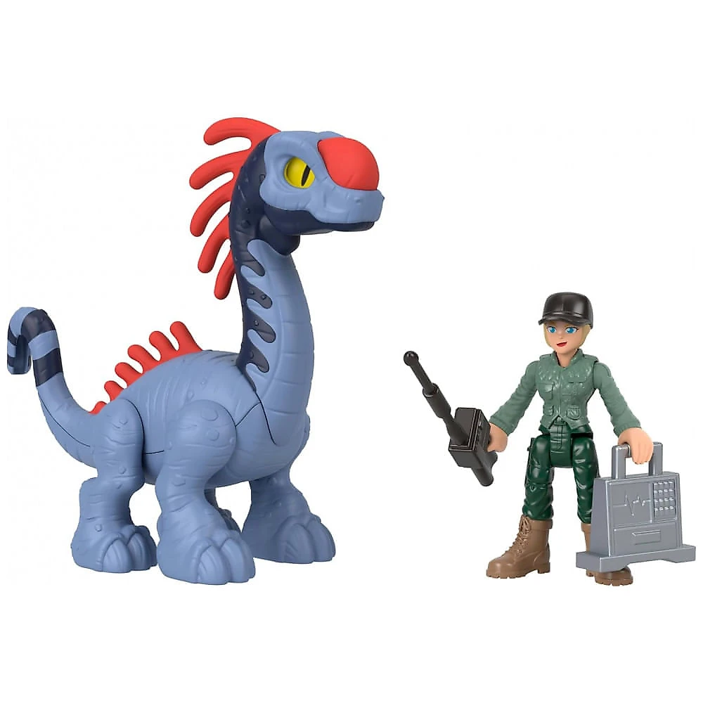 Conjunto de figuras Fisher-Price Imaginext Jurassic World Rebirth com 1 humano, 5 dinossauros, lançador e acessórios