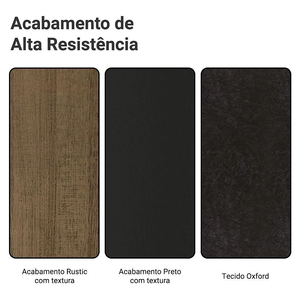 Conjunto sala de jantar tampo de madeira 6 cadeiras rustic/preto/oxford cedro madesa