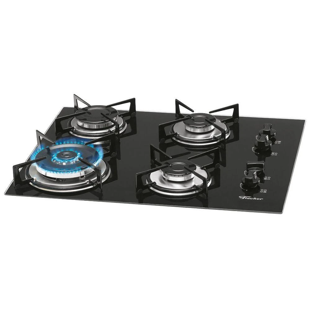 Fogão Cooktop Fischer 4Q TC Gás Mesa Vidro Bivolt